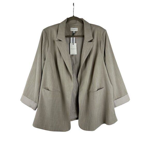 Skies Are Blue Asa Knit Blazer Size 2X Curvy Beige Open Front 3/4 Sleeves NWT - Picture 1 of 16